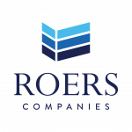 Logo for Roers Companies featuring a blue, three-tiered abstract building icon above the company name.